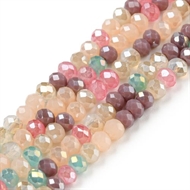 5 strenge facet glasperler - fersken/nude/mint  - 3x2 mm.
